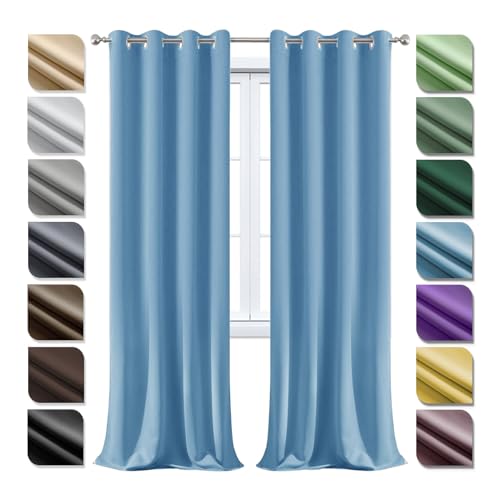 Ziligengsheng Vorhänge mit ösen 1er Set240×120cm(HXB), Thermo Gardinen Hitzeschutz, Schallschutz Vorhang, Vorhänge Lichtundurchlässige, Verdunklungsvorhänge Kinderzimmer, für Wohnzimmer Blau von Ziligengsheng