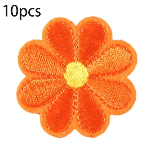 10 nahtlose Aufnäher mit detaillierter Blumenstickerei, verschönern Sie Ihre Mode mit individueller Gestaltung (orange) von Zilimontt