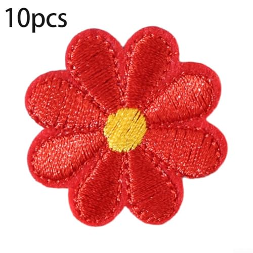 10 nahtlose Aufnäher mit detaillierter Blumenstickerei, verschönern Sie Ihre Mode mit individueller Gestaltung (rot) von Zilimontt