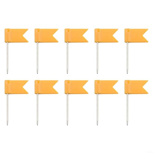 Buntes Flaggennadel-Set, 50 Stück, für Bastelprojekte und Pinnwände, einfache Papierbefestigung (orange) von Zilimontt