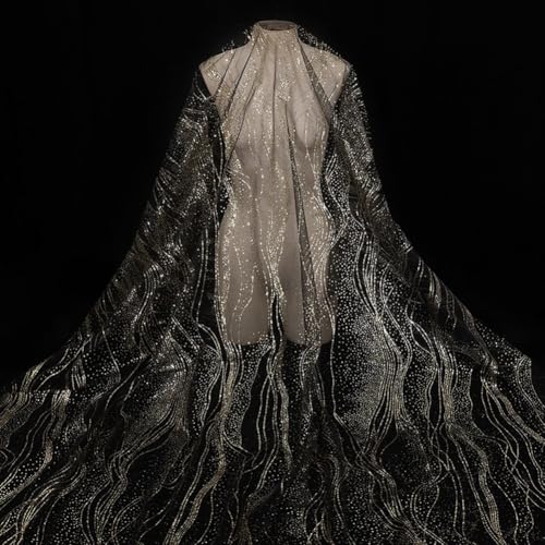 Eleganter Netzstoff mit Paillettenstruktur für Schleifen, Ornamente und verschiedene Dekorationen (schwarz) von Zilimontt