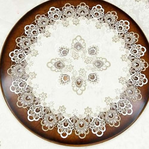 Spitzenblumen-Platzdeckchen, runde Tischdecke, Spitzen-Blumen-Tischdecke, staubdicht, geeignet für Küche, Hochzeit, Heimdekoration, Größe L Spitzenblumen-Platzdeckchen, runde Tischdecke, Spitzen-Blumen-Tischdecke, staubdicht, geeignet für Küche, Hochzeit, Heimdekoration, Größe L von Zilimontt