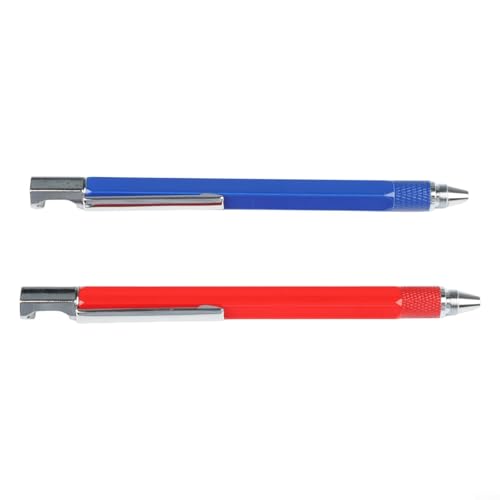 Zilimontt 2-in-1-Multifunktionsstift mit Schraubendreher, Lineal und Wasserwaage zum Messen und Schreiben, metrische und imperiale Skalen, silber/schwarzes Design für Büro und Schule (rotblau) von Zilimontt