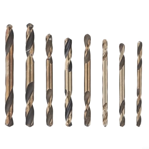 Zilimontt 8-teiliges Doppelendiges für HSS-Bohrer-Set, M35 Kobalt-Doppelkopf-Design, 135° Kreuzanschliff und Spiralnut, für Edelstahl, Aluminiumlegierung, Eisen, Holz u Zilimontt 8-teiliges Doppelendiges für HSS-Bohrer-Set, M35 Kobalt-Doppelkopf-Design, 135° Kreuzanschliff und Spiralnut, für Edelstahl, Aluminiumlegierung, Eisen, Holz u von Zilimontt