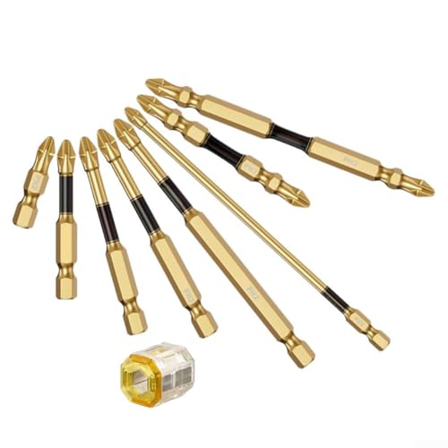 Zilimontt 9-teiliges PH2 Magnetisches Kreuz-Schraubendreher-Bohrer-Set mit Magnetisierer und rutschfestem 1/4-Zoll-Sechskantschaft für Schraubendreher, Elektroschrauber und Handbohrmaschinen von Zilimontt
