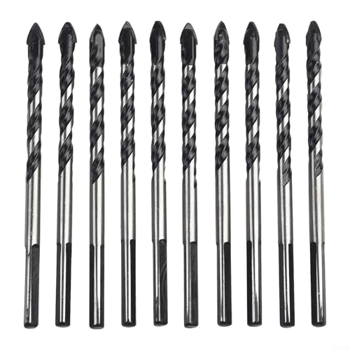 Zilimontt Hartmetallbohrer-Set für Porzellan, Fliesen, Beton, Ziegel, Glas, Marmor und Stein, dreieckiger Schaft, Mauerwerk-Bits für Keramik, Hartholz und (10 Stück) von Zilimontt