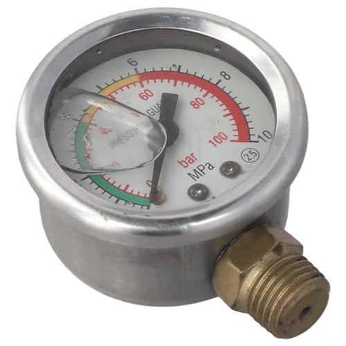 Zilimontt Landwirtschaftliches Dreizylinder-Kolbenpumpen-Manometer, 47 mm, ölgetauchtes Hochdruckmessgerät, 10 MPa mit 13 mm Gewinde, zum Befüllen von Pumpenmodellen 22/26 und 30/60, (22/26) von Zilimontt