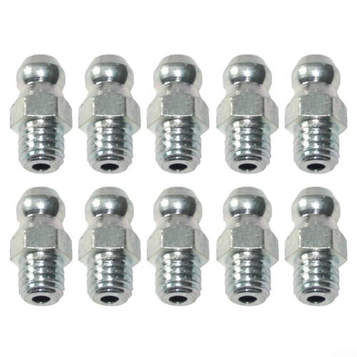 Zilimontt M6 x 1,0 Ölnippel für Metallbearbeitungsdrehmaschinen, verzinkte Stahl-Fettverschraubungen mit mittlerem geradem Kopf, hohe Härte und auslaufsicher, 10 Stück von Zilimontt