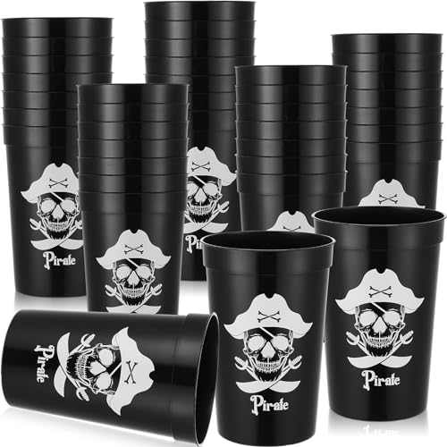 Ziliny 28 Stück Piraten-Party-Kunststoffbecher, 340 ml, Geburtstag, wiederverwendbar, Kunststoff, Stadionbecher, Piratenschädel, Partygeschenke, Tassen, Kunststoff, Kinderbecher für Piraten-Thema, Ziliny 28 Stück Piraten-Party-Kunststoffbecher, 340 ml, Geburtstag, wiederverwendbar, Kunststoff, Stadionbecher, Piratenschädel, Partygeschenke, Tassen, Kunststoff, Kinderbecher für Piraten-Thema, von Ziliny