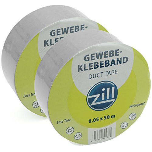 Zill® 2 x Gewebe-Klebeband Silber 5 cm x 50 Meter Panzer-Band Panzer-Tape Abklebe-Band Gaffer Duct-Tape von Zill