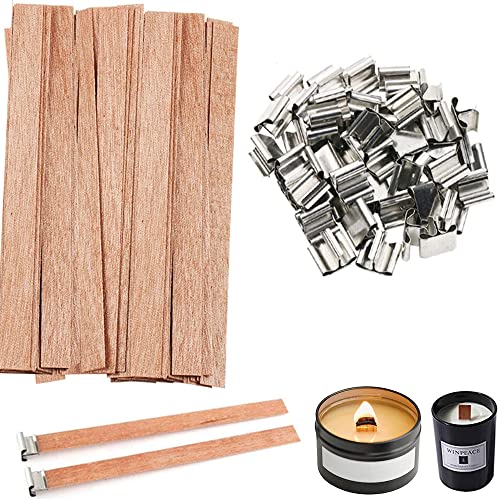 100 Stück Holz Kerze Dochte, Candle Wick, DIY Handwerk Docht, Umweltfreundliche Kerzendocht, für Kerzenherstellung und Kerze DIY Handwerk Machen, mit Eisenständer, Natürliche, 130 * 13mm von Zillary