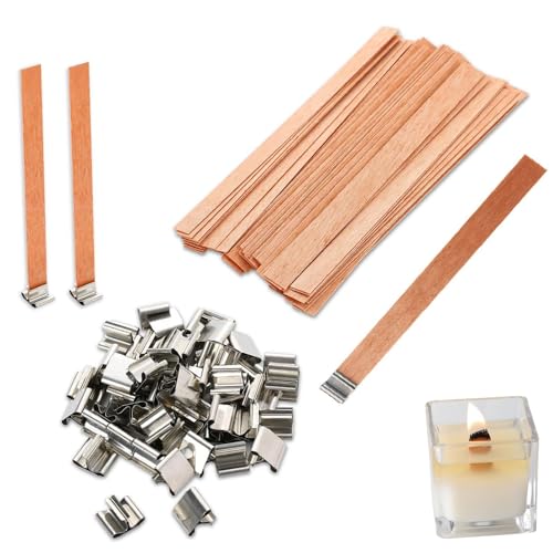 Zillary 50 Stück Holz Kerze Dochte, Candle Wick, DIY Handwerk Docht, Umweltfreundliche Kerzendocht, für Kerzenherstellung und Kerze DIY Handwerk Machen, mit Eisenständer, 15 x 1,5 cm Zillary 50 Stück Holz Kerze Dochte, Candle Wick, DIY Handwerk Docht, Umweltfreundliche Kerzendocht, für Kerzenherstellung und Kerze DIY Handwerk Machen, mit Eisenständer, 15 x 1,5 cm von Zillary
