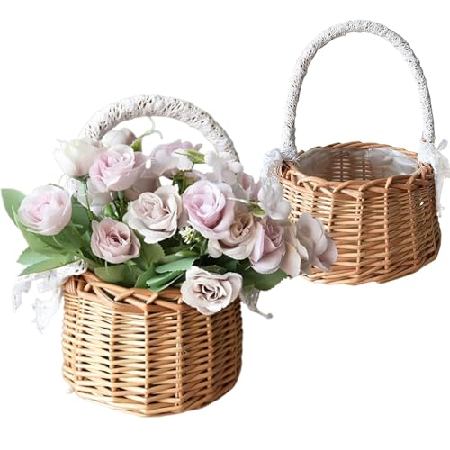 2 Stück Mini Geflochtener Blumenkorb, Blütenblattkorb, Blumenmädchenkorb Mit Griff, Hochzeit Streukorb, Rattan Blumenkorb Geflochtener, Für Hochzeitsdekoration, Picknick, Jubiläum, Dekoration 2 Stück Mini Geflochtener Blumenkorb, Blütenblattkorb, Blumenmädchenkorb Mit Griff, Hochzeit Streukorb, Rattan Blumenkorb Geflochtener, Für Hochzeitsdekoration, Picknick, Jubiläum, Dekoration von Zillary