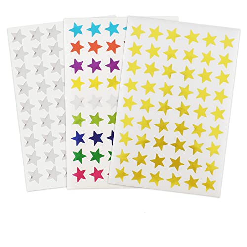 1620 Stück Stern Aufkleber Selbstklebende Folie Sterne Belohnungsaufkleber 30 Blätter Mini Sterne Sticker 1,3cm Silber Golden Bunt für Schule Lehrer Eltern Kinder Scrapbooking Dekoration von Zimoer