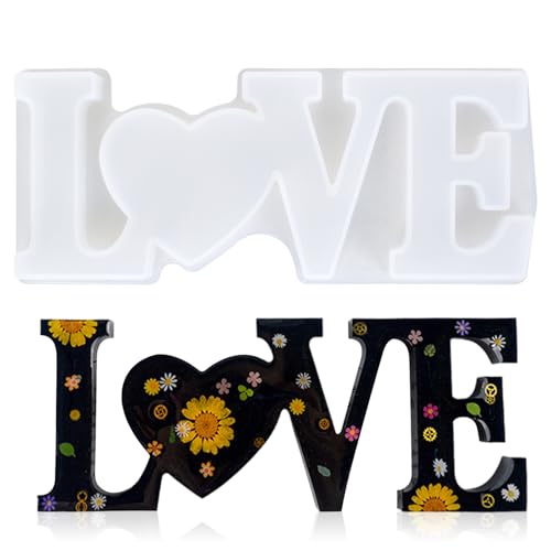 3D Love Home Family Epoxidharz Formen,Epoxidharz Formen,3D Silikonform Love Home Family Live,DIY Tischdekoration Kunstharz Formen,für Handwerk, Valentinstag, Hochzeit,Festivalgeschenk (Love) von Zimoer