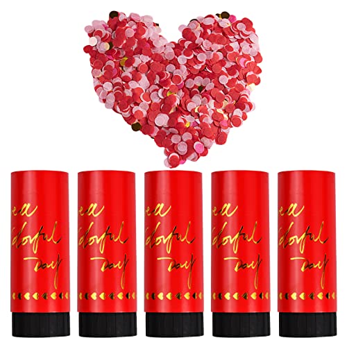 5 Stück Konfetti Bombe Set, Party-Poppers, Colors Konfettikanonen, Partykanonen, Konfetti-Poppers, abbaubares Konfetti, geeignet für Partys, Hochzeiten und festliche Feiertage (Rot) von Zimoer