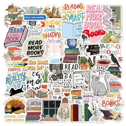 50 Stück Buchaufkleber, Leseaufkleber Set, Wasserdichte Graffiti Vinyl Aufkleber, Buch Lesen Vintage Aufkleber, Verschiedene Muster Sticker, Niedliche Aufkleber, für Bücher, Laptops, Skateboard 50 Stück Buchaufkleber, Leseaufkleber Set, Wasserdichte Graffiti Vinyl Aufkleber, Buch Lesen Vintage Aufkleber, Verschiedene Muster Sticker, Niedliche Aufkleber, für Bücher, Laptops, Skateboard von Zimoer