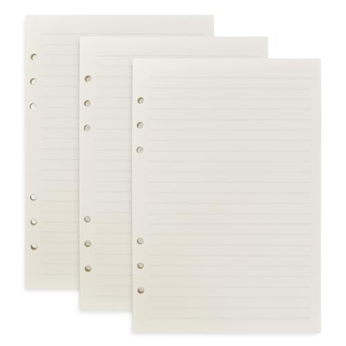 A5 Nachfüllpapier, 3 Packungen 135 Blätter Nachfüllbares Notizpapier, 6 Löcher Nachfülleinlagen Loose Notizpapier, Gepunktet Blanko Liniertem A5 Refill Leeres Papier für A5 Notizbuch (Linie) von Zimoer