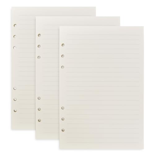 A5 Nachfüllpapier, 3 Packungen 135 Blätter Nachfüllbares Notizpapier, 6 Löcher Nachfülleinlagen Loose Notizpapier, Gepunktet Blanko Liniertem A5 Refill Leeres Papier für A5 Notizbuch (Linie) von Zimoer