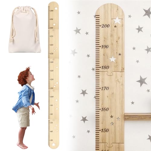 Messlatte Kinder Holz – Klappbare Wachstumsmessleiste (50–200 cm) zur Wandmontage, ideal für Kinderzimmer, Geburtstagsgeschenk, Taufgeschenk oder zur Geburt inkl. Canvas-Aufbewahrungstasche(27*42cm) von Zimoer
