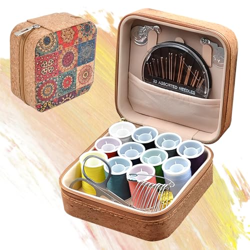 Tragbares Nähset Mit, Stilvolles Retro-Sonnenblumen Nähset Mit, Reise Nähset aus PU-Ledertasche, Nähset mit 28er Nähzubehör, Nadel und Fadenset für Erwachsene, Anfänger, Reisen und Notsituationen Tragbares Nähset Mit, Stilvolles Retro-Sonnenblumen Nähset Mit, Reise Nähset aus PU-Ledertasche, Nähset mit 28er Nähzubehör, Nadel und Fadenset für Erwachsene, Anfänger, Reisen und Notsituationen von Zimoer