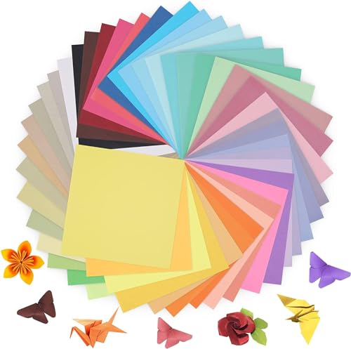 Zimoer 100 Blatt Origami-Papier, 15 x 15 cm Buntes Papier Doppelseitig Sortiertes Origami Papier, 50 Farben Faltpapier Bastelpapier für DIY Kunst Handwerk Projekte von Zimoer