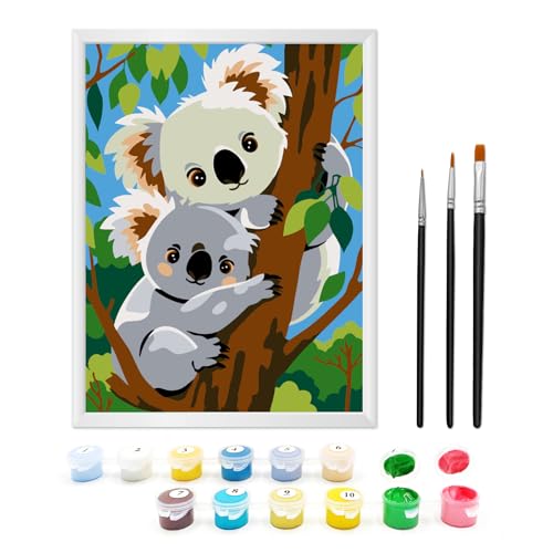 Zimrobin Malen Nach Zahlen ab 5 6 7 Jahre Mädchen und Junge, Malen Nach Zahlen für Kinder mit Rahmen 3 Pinsel und Acrylfarben, 18 X 24cm(Zwei Koalas Zimrobin Malen Nach Zahlen ab 5 6 7 Jahre Mädchen und Junge, Malen Nach Zahlen für Kinder mit Rahmen 3 Pinsel und Acrylfarben, 18 X 24cm(Zwei Koalas von Zimrobin