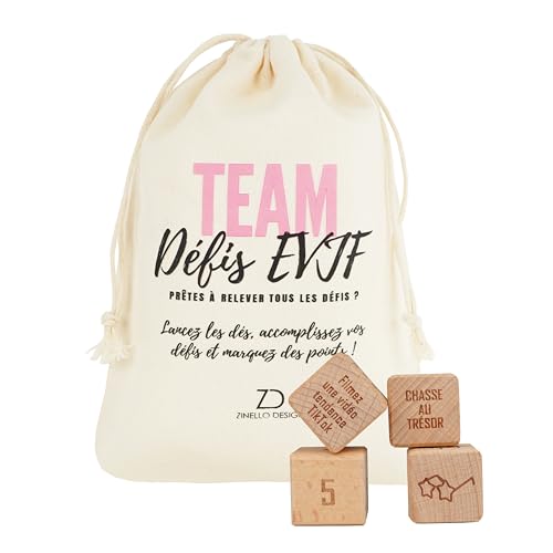 ZINELLO DESIGN EVJF Fun Spiel – lustige und mutige Herausforderungen für Junggesellinnenabschied – Set mit 4 Würfeln aus Holz + Regelkarte + Scoreboard + Baumwollbeutel – Zubehör EVJF unverzichtbar ZINELLO DESIGN EVJF Fun Spiel – lustige und mutige Herausforderungen für Junggesellinnenabschied – Set mit 4 Würfeln aus Holz + Regelkarte + Scoreboard + Baumwollbeutel – Zubehör EVJF unverzichtbar von Zinello Design