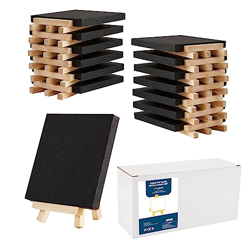 Zingarts Schwarze Mini-Leinwände mit Staffelei-Set, 18 Stück, 7,6 x 7,6 cm große Leinwand und 18 Stück 12,7 cm Staffelei, schwarze kleine Leinwand, Kunstbedarf für Acrylgießen und Ölmalerei Zingarts Schwarze Mini-Leinwände mit Staffelei-Set, 18 Stück, 7,6 x 7,6 cm große Leinwand und 18 Stück 12,7 cm Staffelei, schwarze kleine Leinwand, Kunstbedarf für Acrylgießen und Ölmalerei von ZingArts
