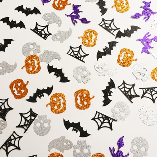 ZingBox 100 Stück Bunt Halloween Konfetti, Groß 5cm Halloween Party Streudeko, Fledermaus Halloweenn Dekoration Konfetti, Halloweendeko Confetti, Totenkopf Halloweenn Tischdeko, Halloweens Themenparty von ZingBox
