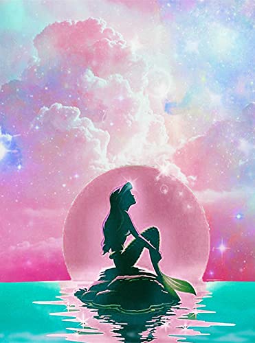 5D Diamond Painting Full Kit, DIY Diamant Malen nach Zahlen Kits für Erwachsene Vollbohrer Strass Kristall Stickerei Bilder Kreuzstich für Home Wall Decor Geschenk 11.8 x 15.7 Zoll (Meerjungfrau) von Zingso