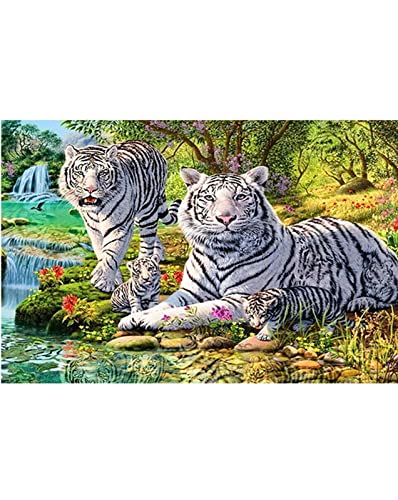5D Diamond Painting Full Kit, DIY Diamond Painting by Number Kits for Adults Full Drill Rhinestone Crystal Embroidery Pictures Cross Stitch for Home Wall Decor Gift 11.8 "(White Tiger) von Zingso