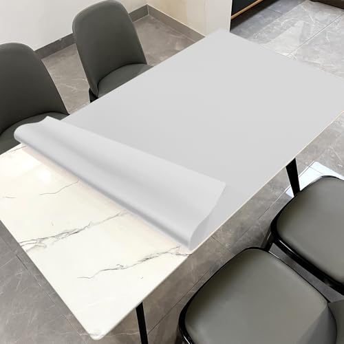 Zinkooat Leder-Tischabdeckung, 1,8 mm dick, Tischschutz, Tischschutz für Esszimmertisch, Esstisch, Schutztischabdeckung für Holztisch (Grauweiß + Grauweiß, 107 x 152 cm) von Zinkooat