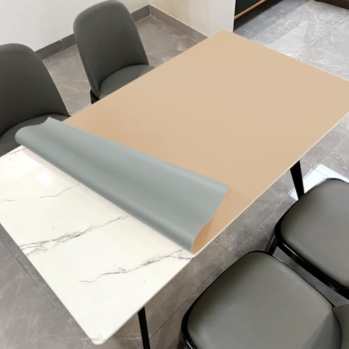Zinkooat Tischschutz für Esszimmertisch – kann auf beiden Seiten verwendet werden, wasserdicht und leicht zu reinigen, gute Ebenheit für Esstisch (Hellbraun + Grau, 117 x 244 cm) von Zinkooat