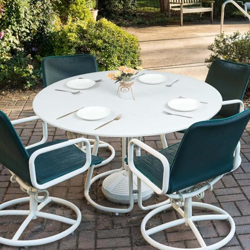 Tischdecke Rund 48in Abwaschbar, Outdoor Tischdecke Wetterfest mit Gummizug – 3D-Druck Lotuseffekt Runde Tischdecke für Garten, Restaurant (Ideal 90-110cm) (Beige) von Zinueen