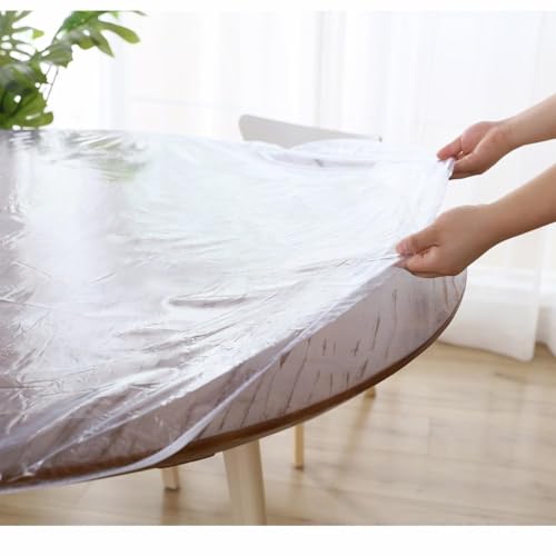 Tischdecke Rund 48in Abwaschbar, Outdoor Tischdecke Wetterfest mit Gummizug – 3D-Druck Lotuseffekt Runde Tischdecke für Garten, Restaurant (Ideal 90-110cm) (Durchsichtig) von Zinueen