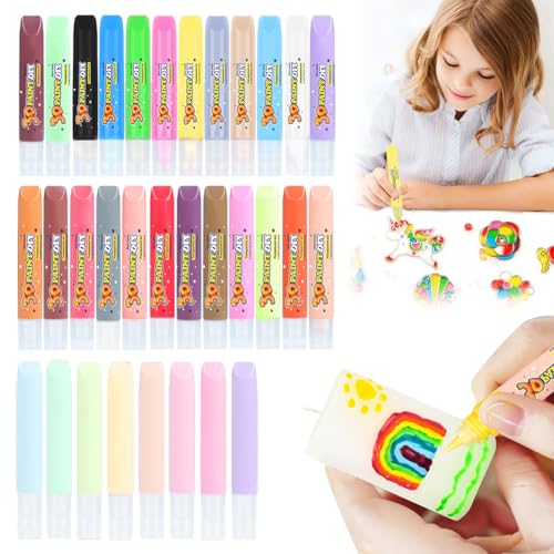 Zinueen 32 Stück Kerzenstifte Zum Verzieren, Wachsstifte Für Kerzen Bemalen Set, Candle Pen, 32×10 ml, Taufkerze Selber Machen Set DIY Kerzenfarben, Zum Verzieren & Bemalen von Kerzen von Zinueen