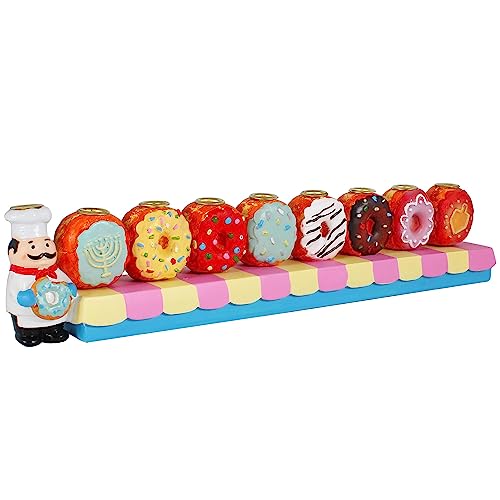 Baker and Donuts Kinder-Kerze, Menora, handbemalt, köstlich, traditionell, Chanukah-Sofganiyott, passend für Standard-Chanukka-Kerzen, Sammlerstück, Chanukiyas von Zion Judaica Baker and Donuts Kinder-Kerze, Menora, handbemalt, köstlich, traditionell, Chanukah-Sofganiyott, passend für Standard-Chanukka-Kerzen, Sammlerstück, Chanukiyas von Zion Judaica von Zion Judaica Ltd