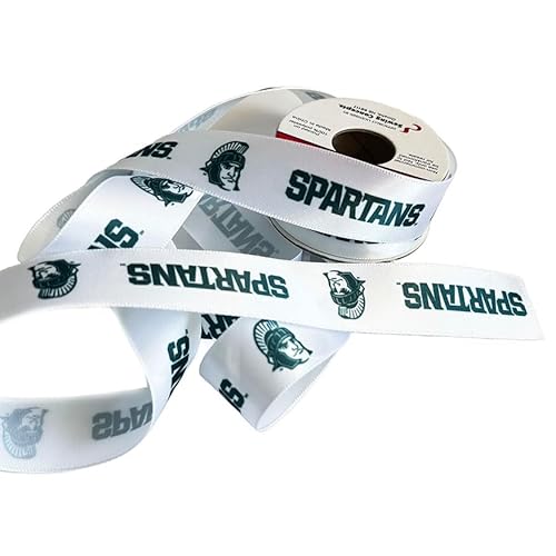 Sewing Concepts Satinband, 2,2 cm Michigan State Weiß/Grün, lizenziert von Sewing Concepts, offizielles Lizenzprodukt, 5 m Sewing Concepts Satinband, 2,2 cm Michigan State Weiß/Grün, lizenziert von Sewing Concepts, offizielles Lizenzprodukt, 5 m von Zip Sew Craft