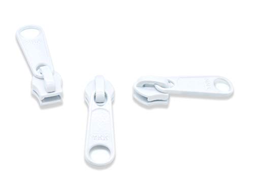 Reißverschluss-Reparatur-Set, Nr. 5, weiß, YKK-Ziehschieber, 3 Schieber pro Packung, Farbe: Weiß, hergestellt in den USA von Zipperstop