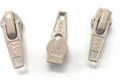 Reißverschluss-Reparaturset, #4.5 YKK-Polsterbezug, Beige, Reißverschlussschieber – Farbe: Beige #572 – wählen Sie Ihre Menge, hergestellt in den USA (3) von Zipperstop