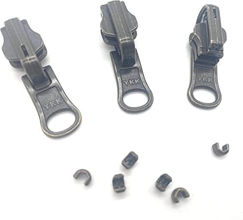 Reißverschluss-Reparaturset, Nr. 5, YKK, antikes Messing, wendbar, mit Stoppern unten, wählen Sie Ihre Menge, hergestellt in den USA (3) von Zipperstop