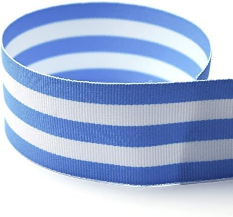 Ripsband mit Taffy-Streifen, Hellblau und Weiß gestreift, wählen Sie Ihre Länge und Breite, hergestellt in den Vereinigten Staaten (Hellblau – 0,95 cm – 91,4 m) von Zipperstop