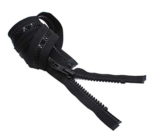 YKK #10 robuste Vislon-geformte Kunststoff-Reißverschlüsse – Schwarz oder Weiß (Schwarz, 48,3 cm) von Zipperstop