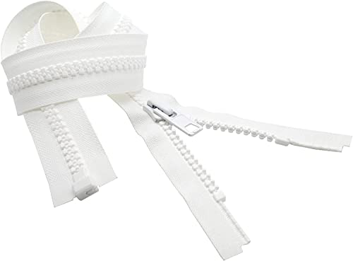 YKK #10 strapazierfähiger Vislon-Kunststoff-Trennreißverschluss, Farbe Weiß, Länge wählbar – 1 Reißverschluss pro Packung (121,9 cm) von Zipperstop