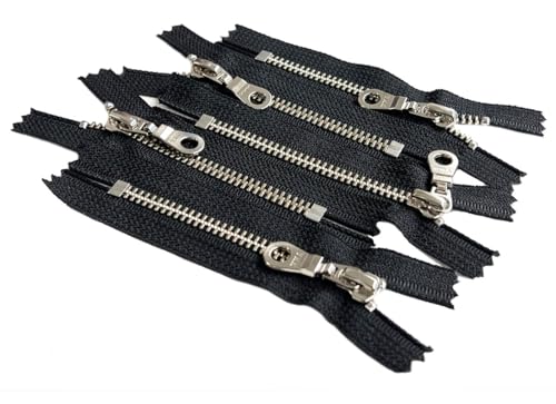 YKK #5 Nickel-Silberzähne mit Donut-Zug, Metall-Reißverschluss, geschlossenes Ende zum Nähen, Taschen, Basteln, Jacken, Farbe: Schwarz, hergestellt in den USA, wählen Sie Ihre Länge (12,7 cm) von Zipperstop