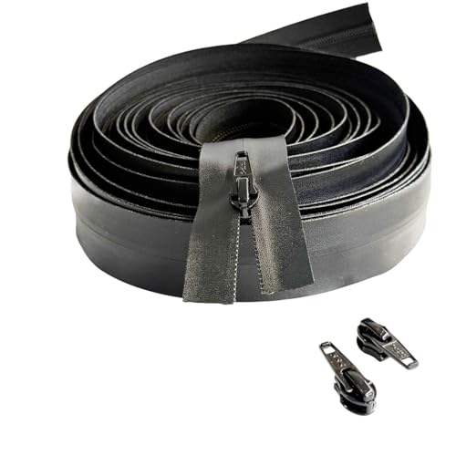 YKK AquaGuard Wasserabweisende Kette mit durchgehendem Reißverschluss von Yard, Make-A-Reißverschluss mit automatischem Zug (automatischer Verriegelungsschieber), Farbe: Schwarz, wählen Sie eine von Zipperstop