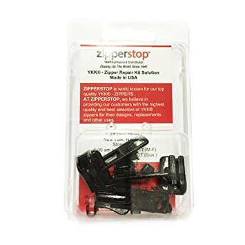 Zipperstop Wholesale - Zipper Repair Kit Solution - YKK #8 Molded Pulls Vislon Slider Made in USA - 3 Sliders Per Pack with Top and Bottom Stoppers Color Black. von Zipperstop