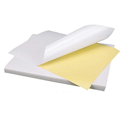 A4 Aufkleber Papier,50 PCS Aufkleberpapier für Drucker Hochglanz Druckpapier Selbstklebendes Etikett mit Klebriger Rückseite Vinyl für die Herstellung von Etiketten Tintenstrahldrucker Bürobedarf von Ziranee