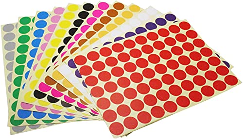 Dot Sticker,16 Blatt 16mm Runde farbige Punkte Sticky Dots 6120 Circle Dot Labels Coding Dot Stickers for Office School Calendars Map Art Craft von Ziranee